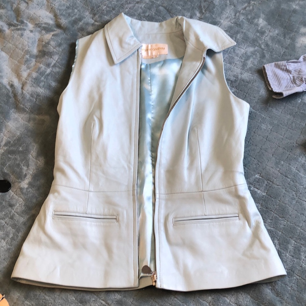 Beautiful silk lined blue leather vest